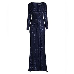 Mac Duggal sequined evening gown midnight size 16